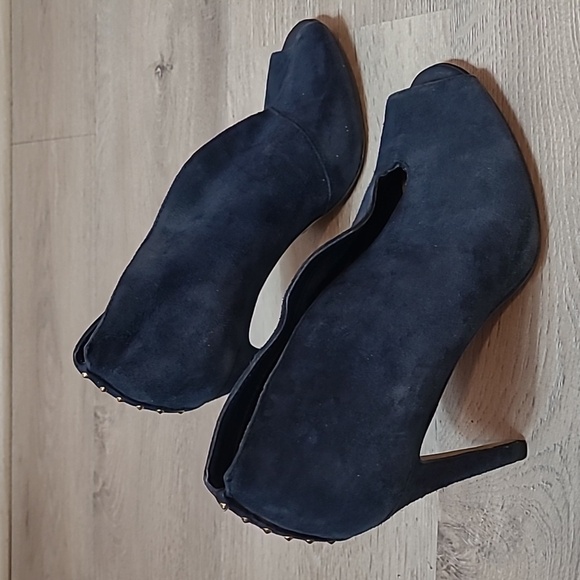 HALOGEN NAVY BLUE SUEDE KATRINA PEEP TOE BOOTIES size 8.5 - Picture 5 of 10